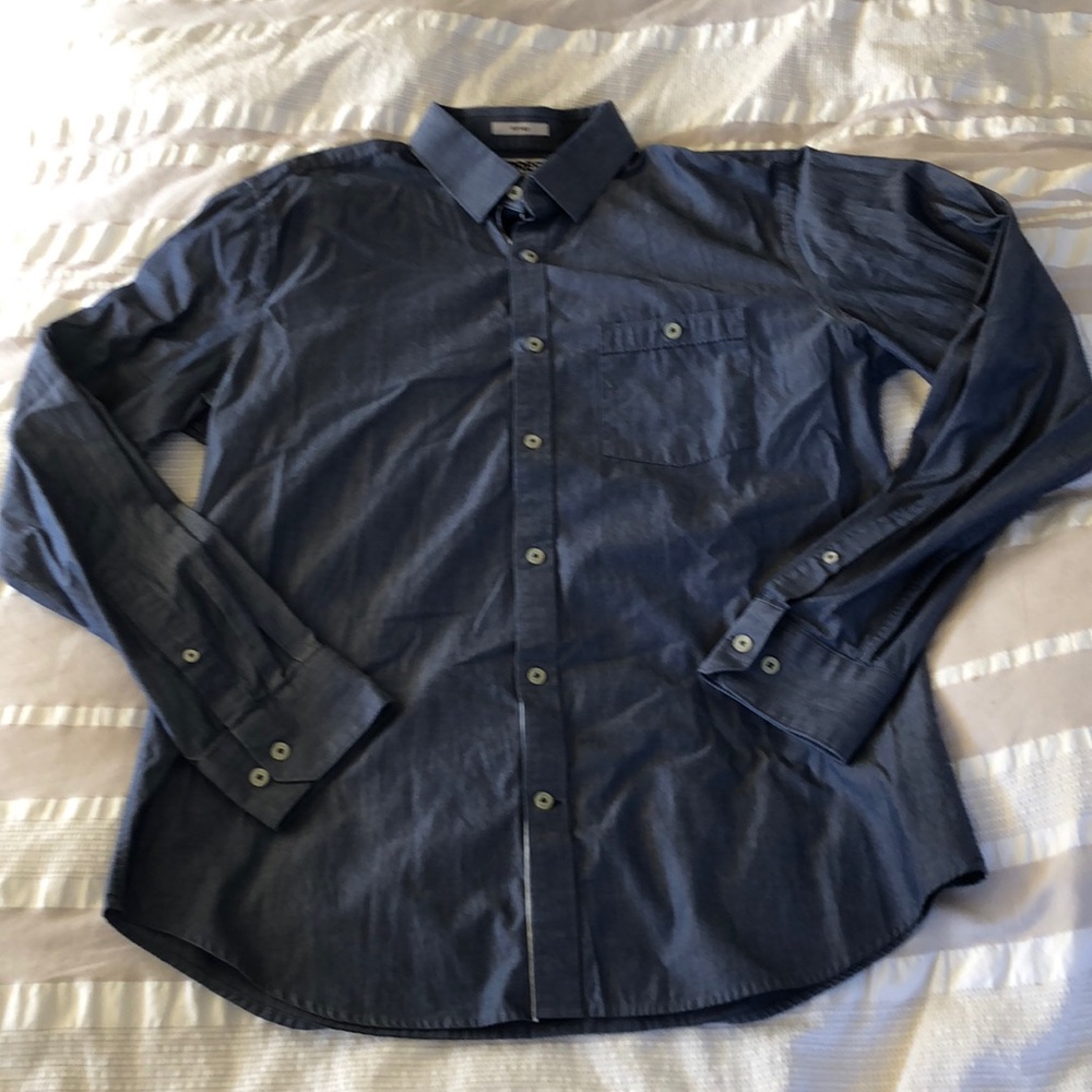 Express Fitted Chambray Dress Shirt